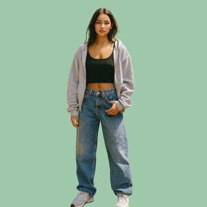 H&M &Denim High-Waisted Wide-Leg Jeans – Size 4 (Y2K Baggy Fit)